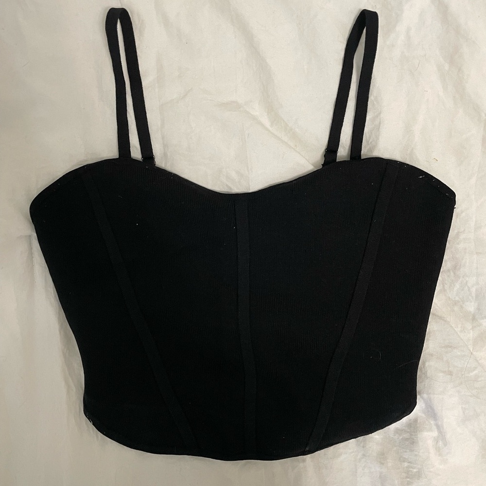 Babaton Black Knit Top with Crew Neck